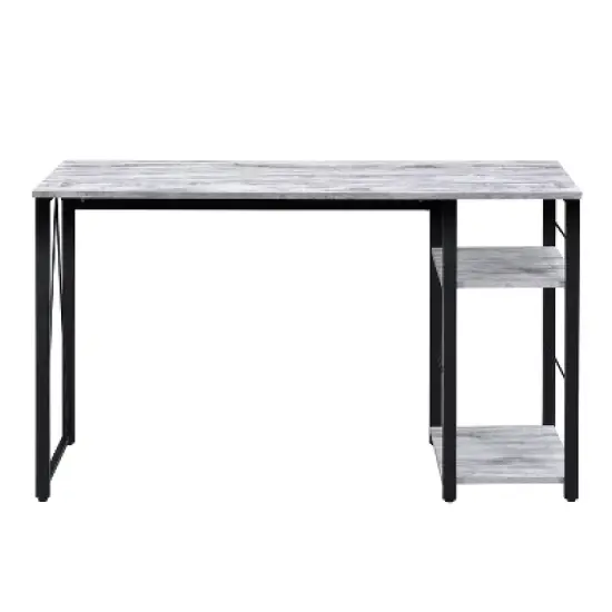 KTMBDW 47 Inches Desk, Computer Desk with 2 Tier Storage, for Gaming Corner Home Office Writing Study, Metal Frame image {1}