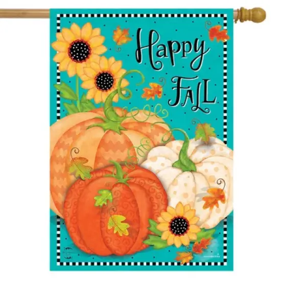 Whimsical Fall Primitive House Flag Autumn Sunflowers 28" x 40" Briarwood Lane image {1}