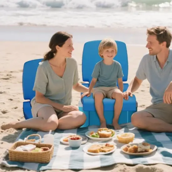 Costway Poolside Chair for Edge of Pool with Back Support & Handles Portable Picnic Chair White/Blue/Pink/Green image {3}