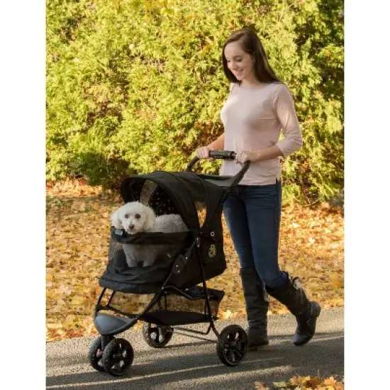 Pet Gear No-Zip Special Edition Dog Stroller - Gold/Black - S/M image {3}