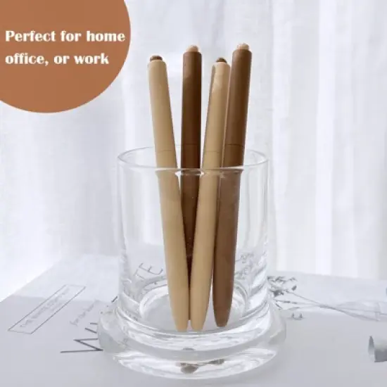 Wrapables Retractable Black Ink Gel Pens, 0.5mm Fine Point, for Home Office Work (Set of 6), Sepia image {4}