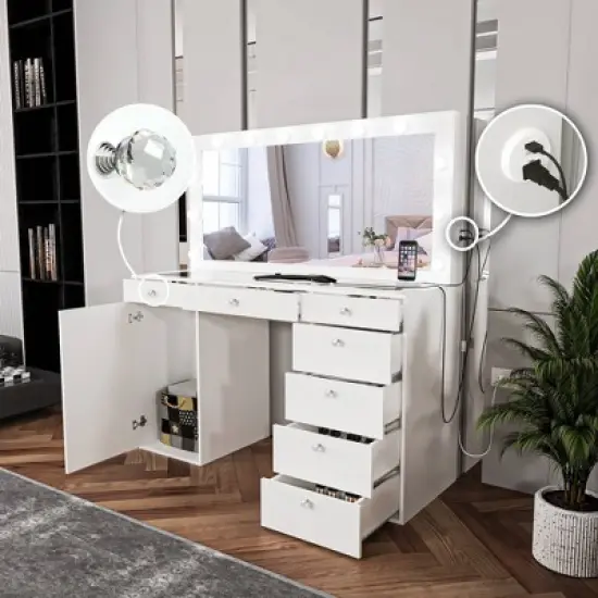Leila Lighted Makeup Vanity - Boahaus image {2}