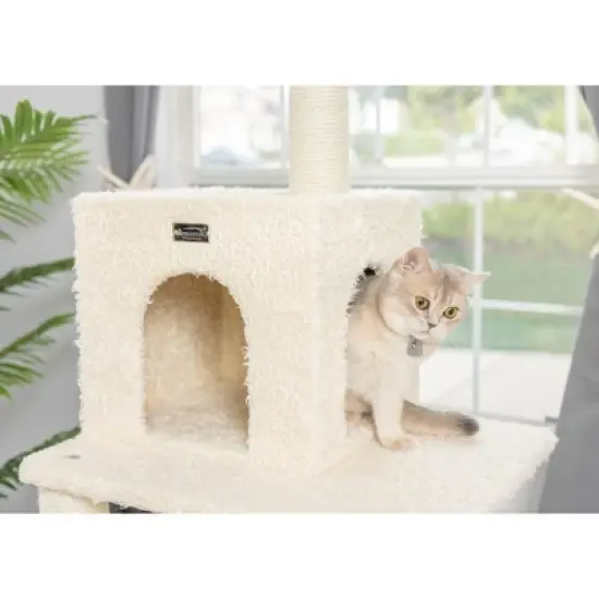 Armarkat Real Wood Cat Tower, Ultra thick Faux Fur Covered Cat Condo House A6902, Beige image {5}