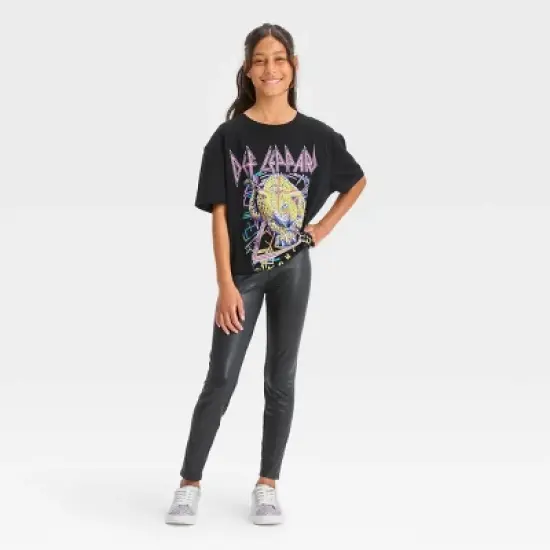 Girls' Faux Leather Leggings - art class&trade; Black image {2}