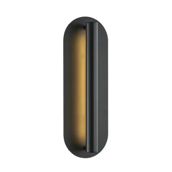 ALOADECOR H19" Oval Matte Black Integrated LED Wall Sconce with Acrylic Shade Modern Dusk to Dawn Waterproof Outdoor Wall Light for Patio image {3}