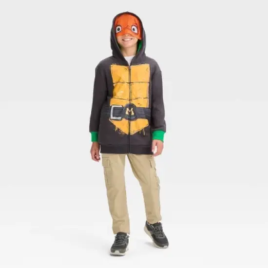 Boys' Teenage Mutant Ninja Turtles Michelangelo Zip-Up Sweatshirt - Black image {2}