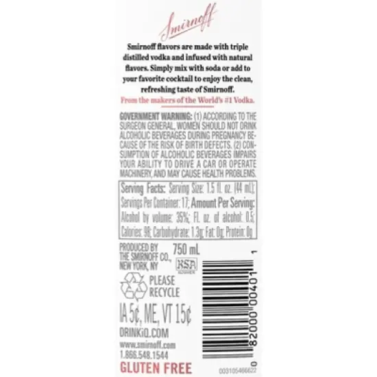 Smirnoff Twist of Vanilla Flavored Vodka - 750ml Bottle image {6}