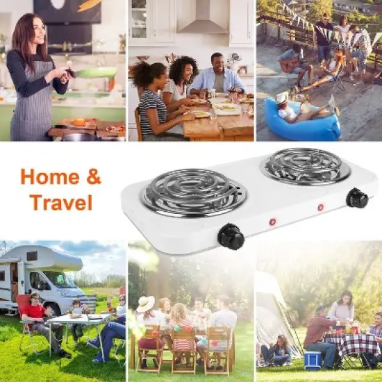 Mojgar Electric Double Burner Portable Coil Heating Hot Plate Stove Countertop image {6}