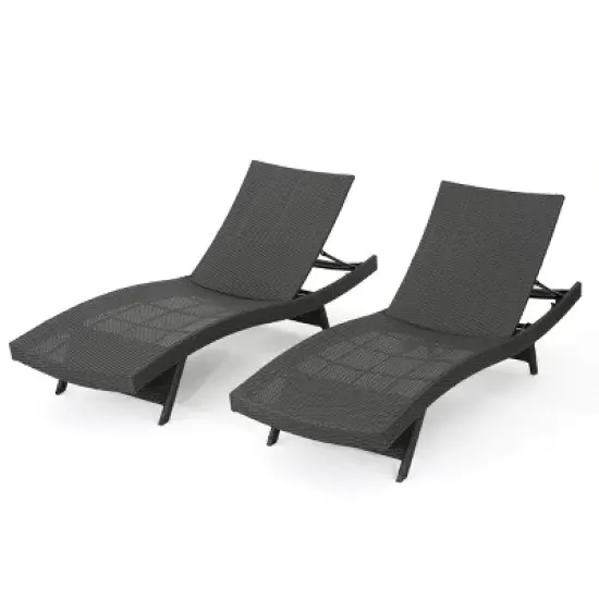 GDFStudio Lakeport Outdoor Wicker Armless Adjustable Chaise Lounges (Set of 2) image {1}