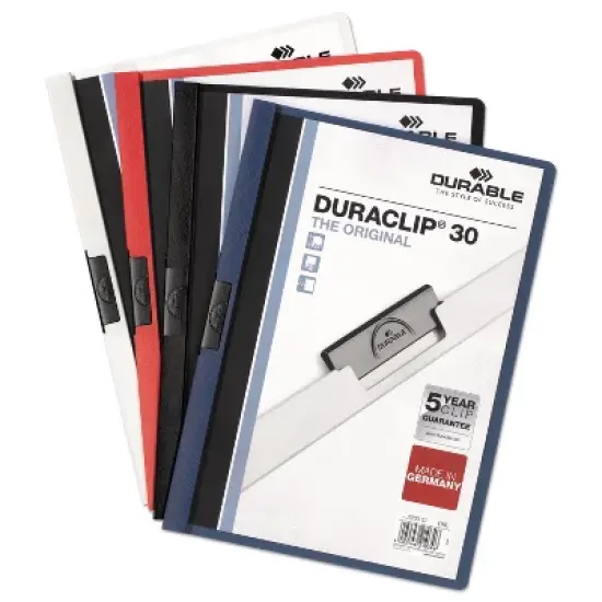 Durable DuraClip Report Cover Clip Fastener Clear/Navy 30-Sheet - 8.5" x 11" - Case of 25 image {5}