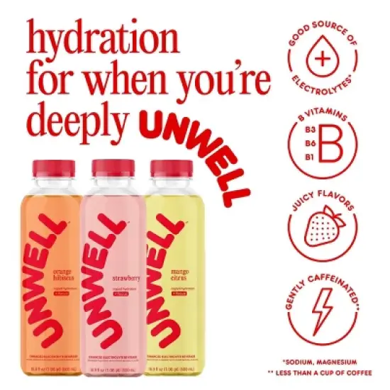 Unwell Mango Citrus Hydration Electrolyte Drink - 16.9 fl oz Bottle image {3}