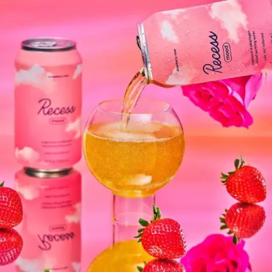 Recess Mood Strawberry Rose Sparkling Water with Magnesium L Threonate - 12 fl oz Can image {2}
