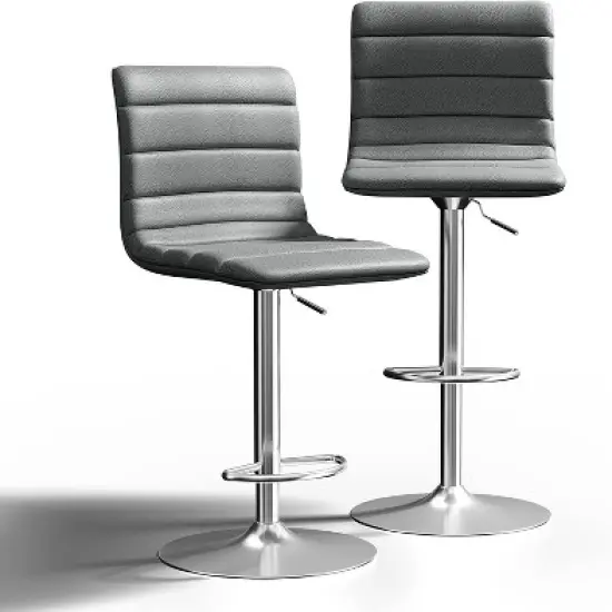Hywela Bar Stools, Modern PU Leather Adjustable Swivel Barstools, Armless Kitchen Island Counter Bar Stools with Bigger Base, Set of 2,Stylish- The Pop Home image {10}