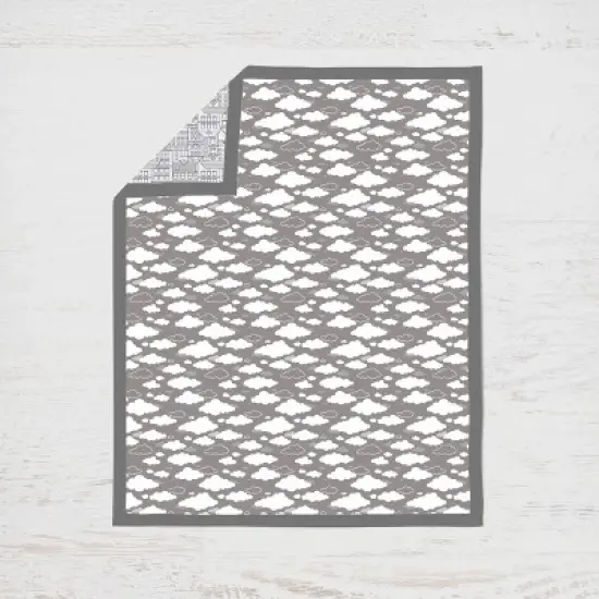 Bacati - Clouds in the City White/Gray 4 pc Crib Bedding Set with Diaper Caddy image {1}