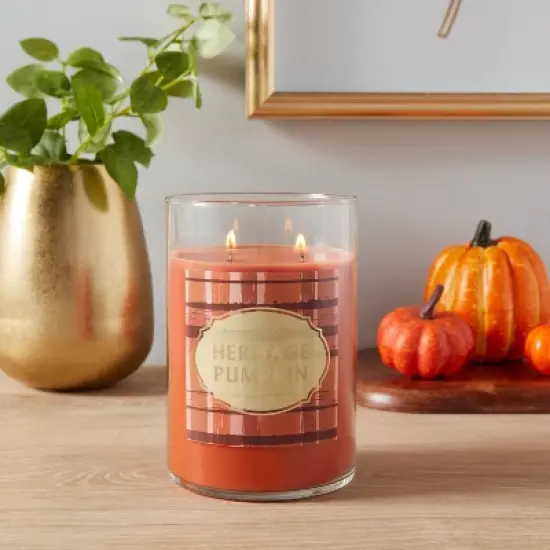 21.5oz Lidded Glass Jar 2-Wick Heritage Pumpkin Candle - Opalhouse&trade; image {1}