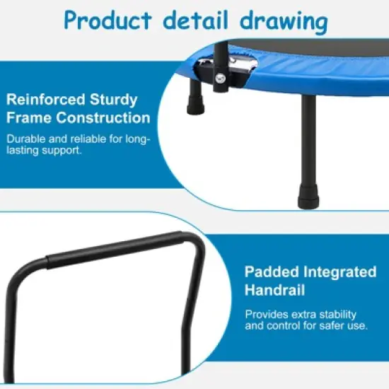 SUGIFT 36" Kids Trampoline Rebounder with Full Covered Handrail and Pad Indoor Outdoor image {3}