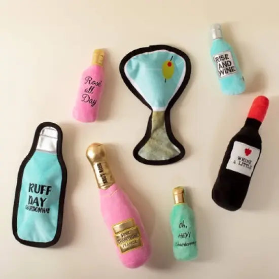 PetShop by Fringe Studio Chardonnay Bottle Durable Plush Dog Toy image {2}