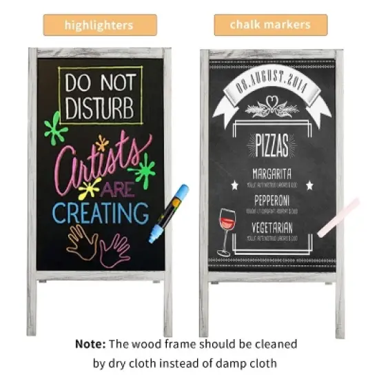Artloge Heavy Duty A-Frame Magnetic Chalkboard 2-Sided FreestandingChalkboard Sign Sidewalk Cafe Menu Board Wedding Signage -Grey&White image {4}