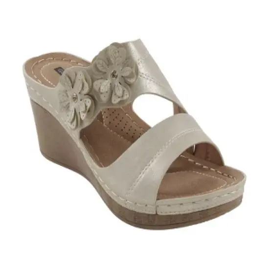GC Shoes Rita Flower Comfort Slide Wedge Sandals image {7}