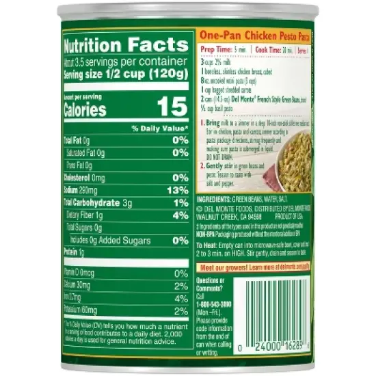 Del Monte French Green Beans - 14.5oz image {2}