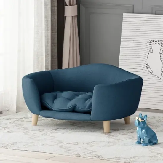 Lyngins Irregular Elevated Pet Bed for Dogs & Cats,Comfy Small-Sized Dog Sofa Bed with Rubber Wood Legs image {7}