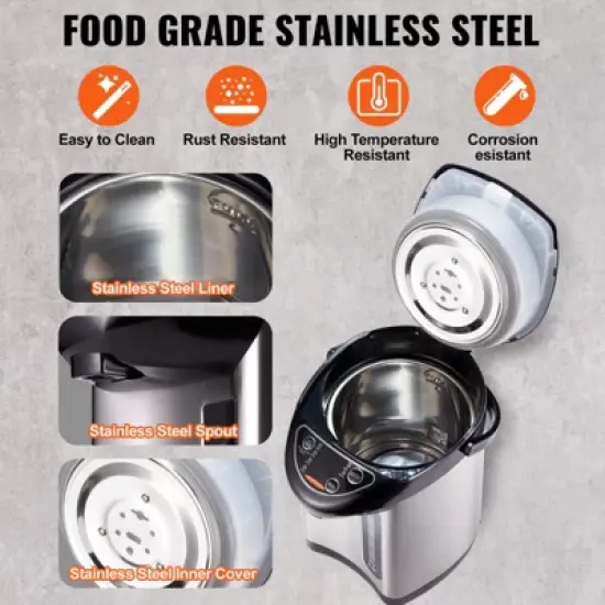 VEVOR Hot Water Dispenser, Adjustable 4 Temperatures Water Boiler and Warmer, 304 Stainless Steel Countertop Water Heater, 3-Way Dispense, 3L/102 oz image {6}