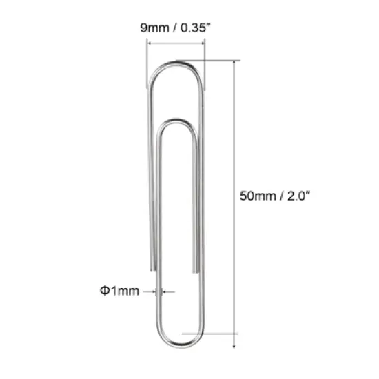 Unique Bargains Medium Size Metal Prevent Tearing Pages Office Paper Clip with Box image {1}