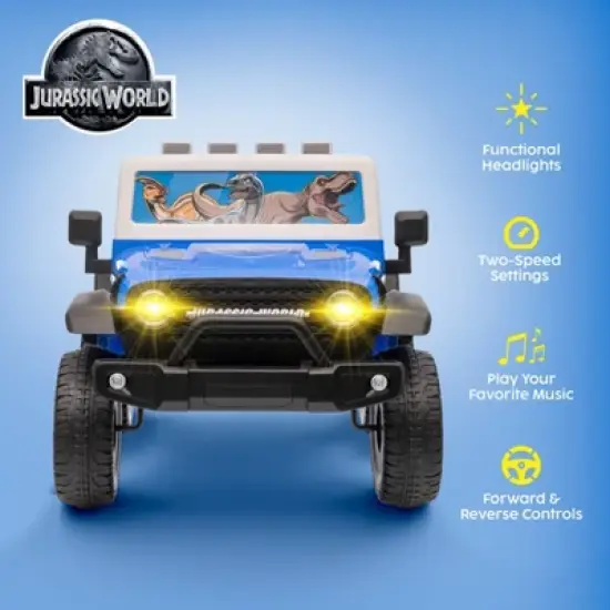 12V Jeep - Jurassic World Kids Ride‑On Car with LED Lights and Rechargeable Battery image {1}