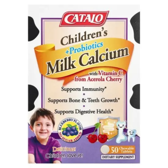 CATALO Children's Milk Calcium + Probiotics with Vitamin C , 50 Chewable Tablets image {4}