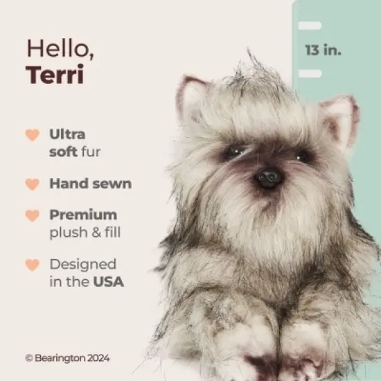 Bearington Cairn Terrier Stuffed Animal, 13 Inch Realistic Stuffed Animal, For Ages 3-14 image {5}