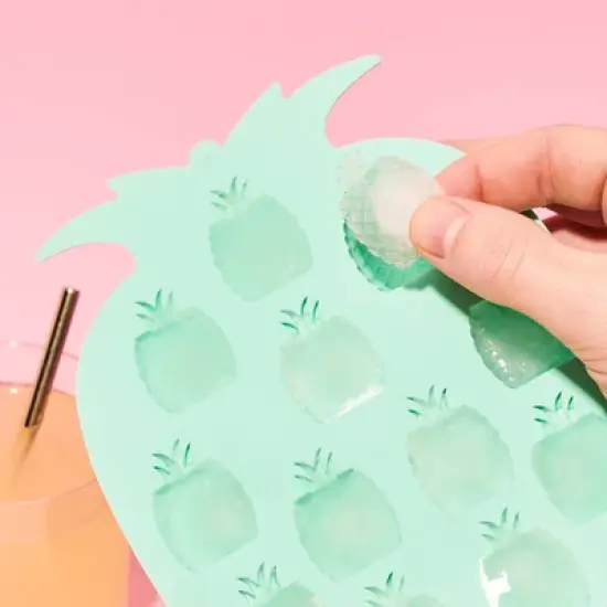 Blush Silicone Mold Pineapple Ice Cube Tray Shapes- Makes 12 Pineapple Ice Cubes - Dishwasher Safe Silicone Reusable Ice Cube Mold Aqua Set of 1 image {2}