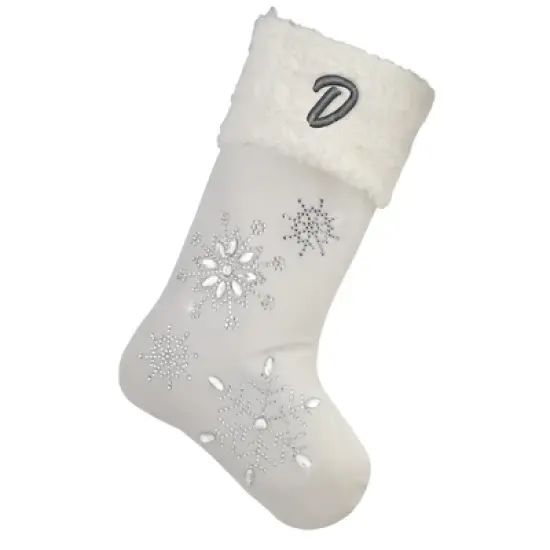 Personalization Mall Season's Sparkle Embroidered Initial Ivory Stockings image {5}