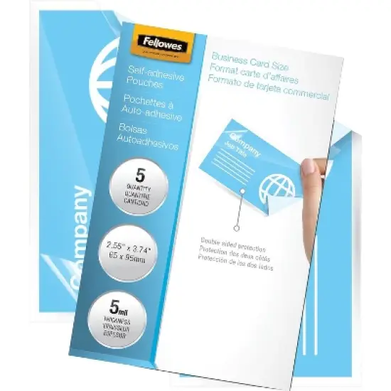 Fellowes Laminating Pouches 5mm 2-3/8x3-7/8" 5 Pack 572893 image {1}