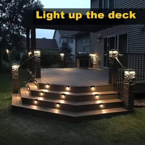 Link 8 Pack Solar Step Lights Waterproof Pathway Deck Lights Outdoor Patio Yard Garden Garage Warm Light image {8}