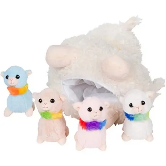 PixieCrush Plush Stuffed Llama Mommy Toy with 4 Babies  in her Tummy for kids image {3}