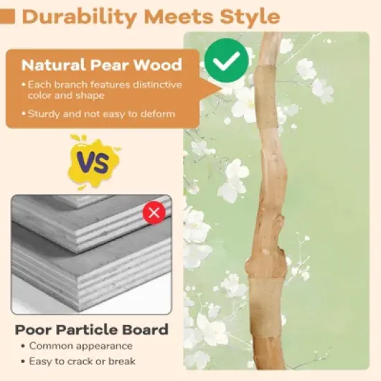 Costway 53&rdquo; Tall Modern Cat Tree w/ Natural Wood Branches Scratching Posts Pet Furniture Kitty Playground image {4}