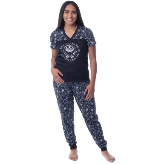 Disney Womens' Coco Remember Me Sleep Pajama Jogger Set Loungewear Black image {4}