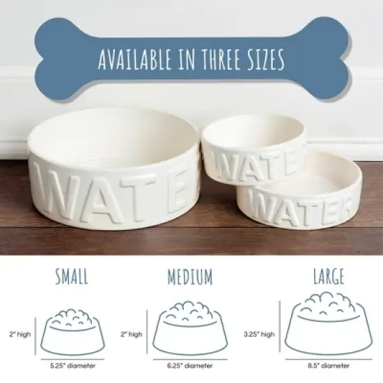 Park Life Designs 2c Classic Water and Food Dog Bowl - White image {5}