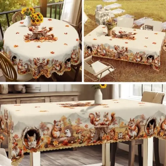 LOVEVOOK Thanksgiving Tablecloth, Fall Tablecloth, Pumpkin Table Cloth, Autumn Harvest for Christmas, Holiday, Birthday, Harvest image {1}