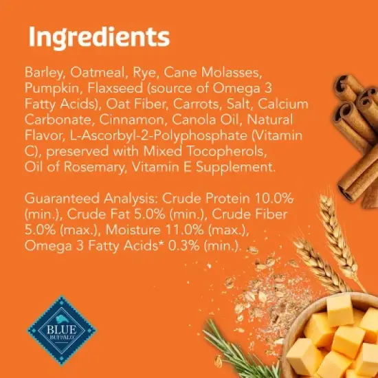 Blue Buffalo Boo Bars Crunchy Biscuits, Pumpkin & Cinnamon Halloween Dog Treats - 11oz image {4}