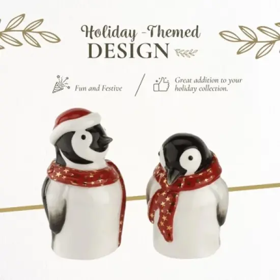 Spode Christmas Tree Salt & Pepper Set, Mr & Mrs Penguin Winter Themed Shakers, Holiday Table D&eacute;cor, Festive Home Accents, Stocking Stuffer Gifts image {2}