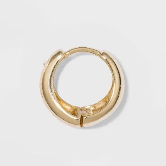 Small Hoop Earrings - A New Day&trade; Gold: Brass Nickel-Free Metal, Post Closure, 0.6" Length, 0.2" Width, 0.011 lbs image {1}