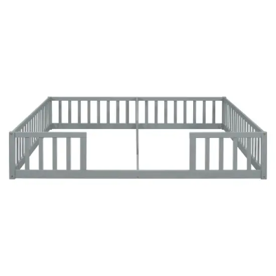 Double Twin Floor Bed Frame with Guardrails - ModernLuxe image {4}
