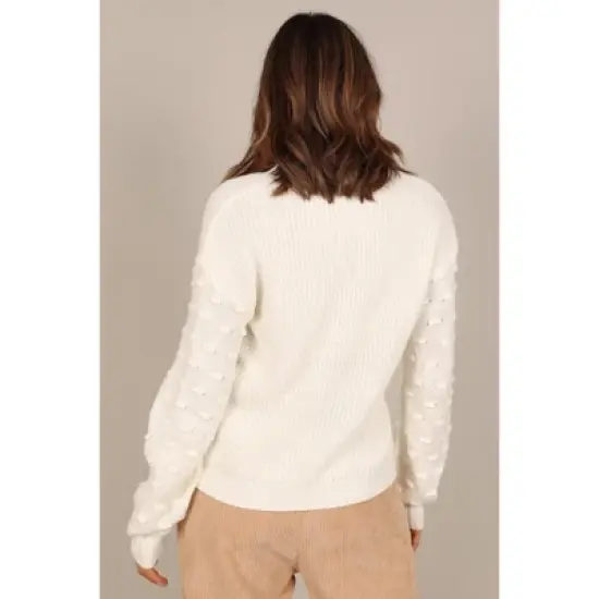 Petal and Pup Womens Katrina Textured Sleeve Crewneck Knit Sweater image {4}