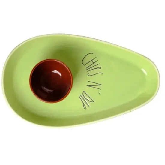 Lexi Home 14 Inch Ceramic Avocado Chip and Dip Serving Tray image {2}