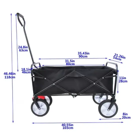 YONWAY Collapsible Outdoor Utility Wagon Cart with Cup Holder, Large Capacity Folding Wagon Garden Shopping Beach Cart with Brake image {2}