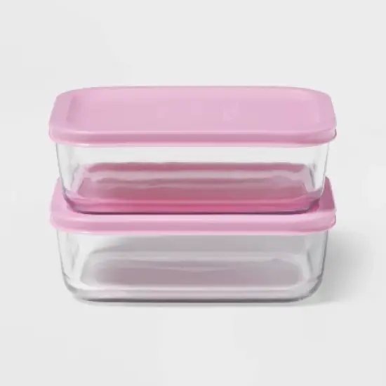 4pc (set of 2) 4c Rectangular Glass Food Storage Container Set - Room Essentials&trade; image {5}