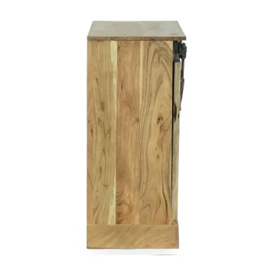 Laymon Modern Industrial Handcrafted Acacia Wood Live Edge Sideboard with Sliding Door Natural/Black - Christopher Knight Home image {6}