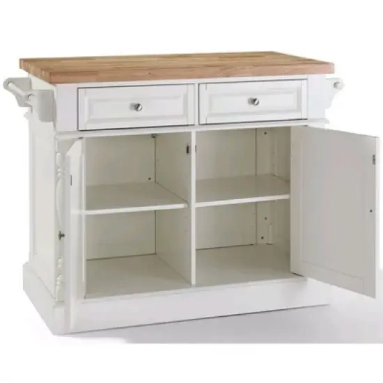Wood Kitchen Island Butcher Block in White - Pemberly Row image {3}