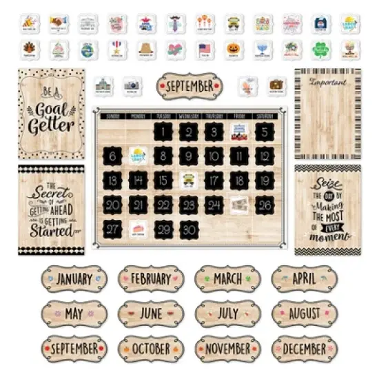 Creative Teaching Press&reg; Black, White, and Wood Calendar Set Bulletin Board Set, 87 Pieces image {5}